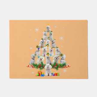 maltese kerstboom licht santa xmas hond aan deurmat