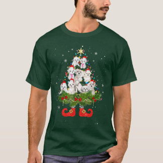 Maltese kerstboom Lights Cute Santa Hat Dog L T-shirt