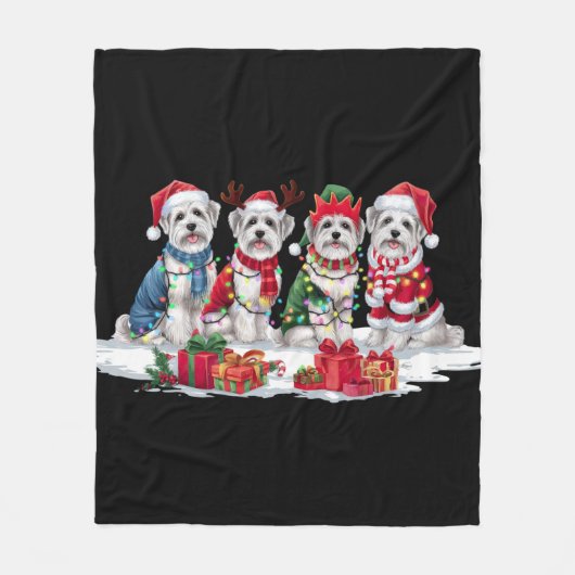 Maltese kerstmuts gewei elf kerstverlichting fleece deken (Voorkant)