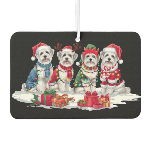 Maltese kerstmuts gewei elf kerstverlichting luchtverfrisser (Voorkant)