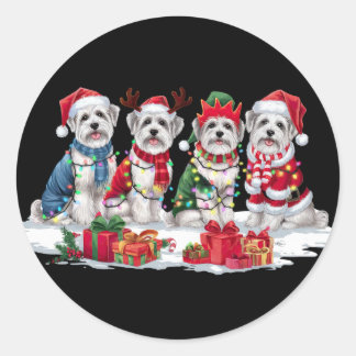 Maltese kerstmuts gewei elf kerstverlichting ronde sticker