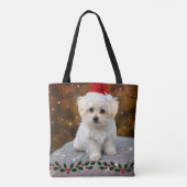 Maltese kerstpuppy draagtas (Achterkant)
