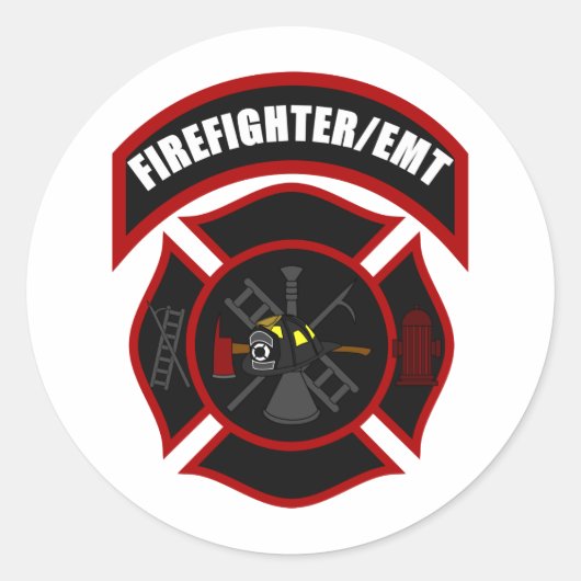 Maltese kruiser - brandweerman/EMT Ronde Sticker (Voorkant)