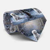 Maltese Laat het Sneeuwen Kerstmis Stropdas (Opgerold)