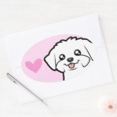 Maltese liefde (puppy cut) ovale sticker (Envelop)