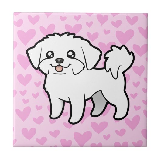 Maltese liefde (puppy cut) tegeltje (Voorkant)