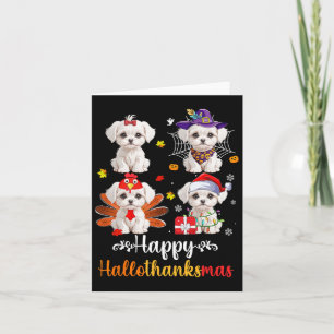 Maltese minnaar Halloween Merry Christmas Happy Ha Kaart