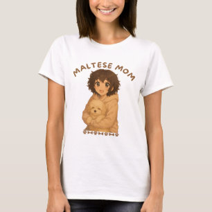 Maltese moeder anime stijl t-shirt