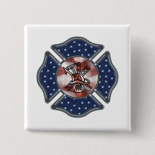 Maltese patriottische brandweerman vierkante button 5,1 cm