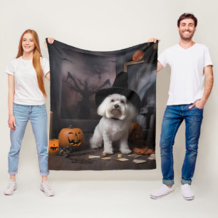 Maltese pompoenen Halloween eng Fleece Deken