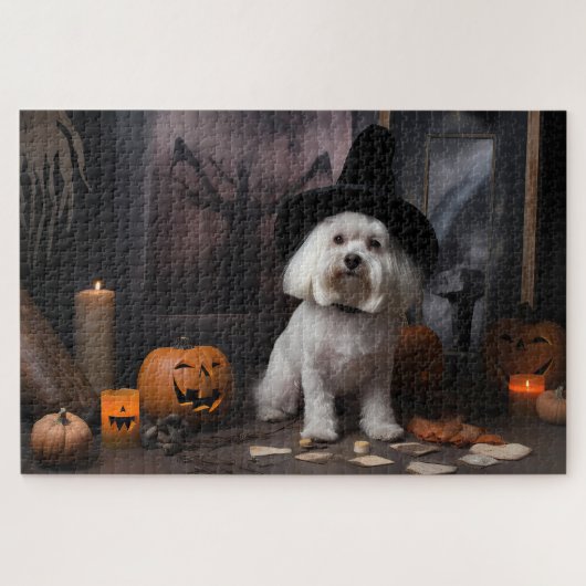 Maltese pompoenen Halloween eng Legpuzzel (Horizontaal)