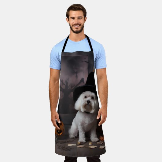 Maltese pompoenen Halloween eng Schort (Gedragen)