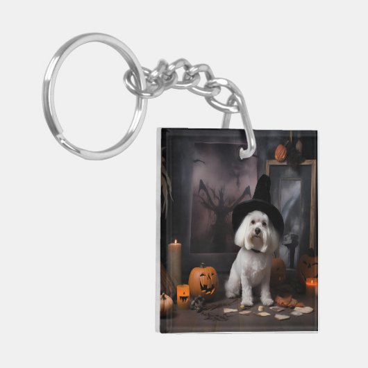 Maltese pompoenen Halloween eng Sleutelhanger (Voorkant Links)