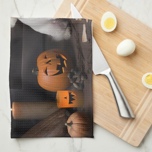 Maltese pompoenen Halloween eng Theedoek (Quarter Fold)