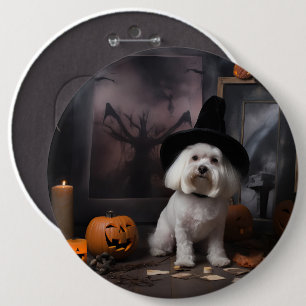 Maltese Pompoenen Halloween Griezelen Ronde Button 6,0 Cm