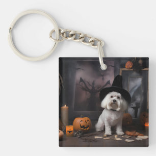 Maltese Pompoenen Halloween Griezelen Sleutelhanger