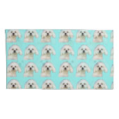 Maltese puppy blauw kussensloop (Achterkant-Rechts)