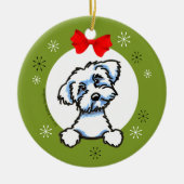 Maltese puppy Cut kerstmis Keramisch Ornament (Voorkant)