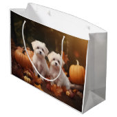 Maltese puppy herfst verrukking pompoen groot cadeauzakje (Achterkant Gekanteld)