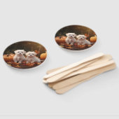 Maltese puppy herfst verrukking pompoen handwaaier (Niet-gemonteerd)