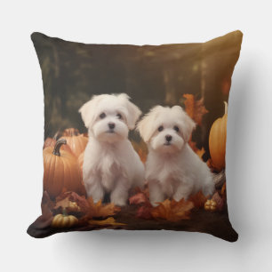 Maltese puppy herfst verrukking pompoen kussen