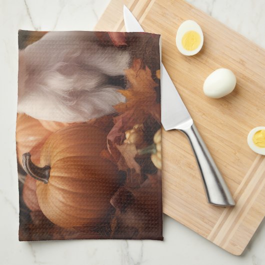 Maltese puppy herfst verrukking pompoen theedoek (Quarter Fold)