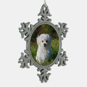 maltese puppy in gras tin sneeuwvlok ornament (Links)