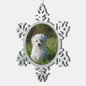 maltese puppy in gras tin sneeuwvlok ornament (Rechts)