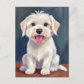 Maltese puppy witte hond schilderij briefkaart (Voorkant)