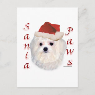 Maltese Santa Paws Feestdagenkaart
