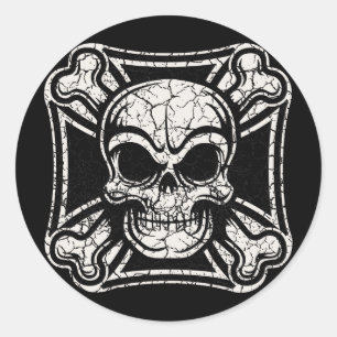 Maltese schedel en kruisgraten ronde sticker