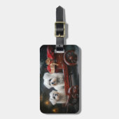 Maltese Sneeuwslee Kerst Decor Bagagelabel (Voorkant verticaal)