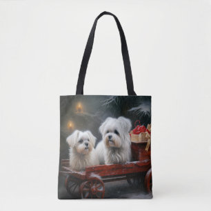 Maltese Sneeuwslee Kerst Decor Draagtas