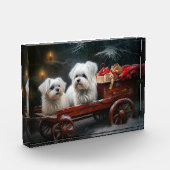 Maltese Sneeuwslee Kerst Decor Fotoblokken (Links)