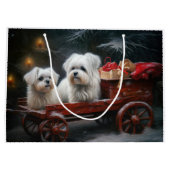 Maltese Sneeuwslee Kerst Decor Groot Cadeauzakje (Achterkant)