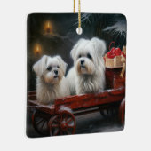 Maltese Sneeuwslee Kerst Decor Keramisch Ornament (Rechts)