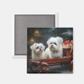 Maltese Sneeuwslee Kerst Decor Magneet (Voorkant / Achterkant)
