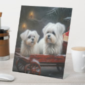 Maltese Sneeuwslee Kerst Decor Reclamebord Met Voetstuk (Insitu)
