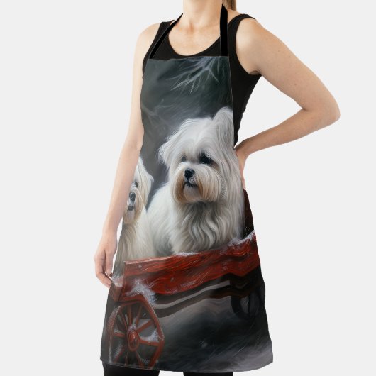 Maltese Sneeuwslee Kerst Decor Schort (Insitu)