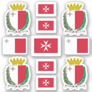 Maltese staatssymbolen / wapenschild en vlag sticker