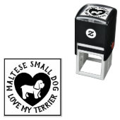Maltese terrier Dog logo Love Scrapbooking Zelfinktende Stempel (In situ)