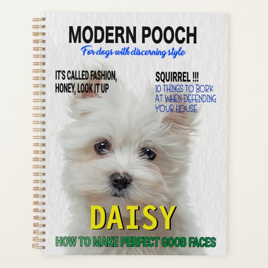 Maltese Terrier Parody Magazine Hoesje Planner (Voorkant)