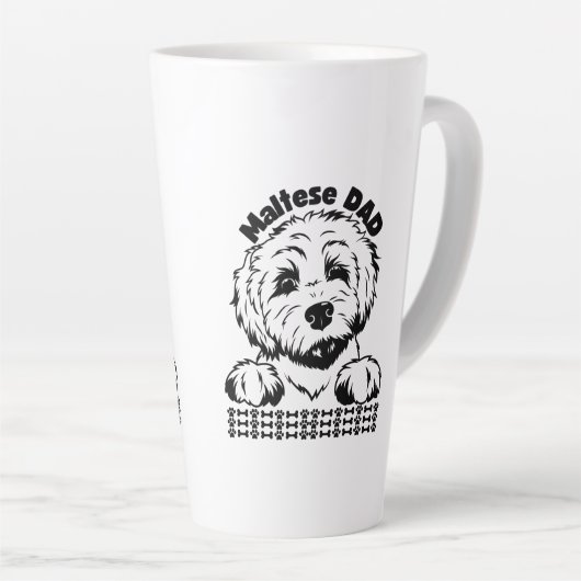Maltese vader zwart-wit ontwerp | Maltese hond Latte Mok (Rechterhoek)