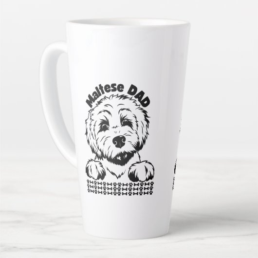 Maltese vader zwart-wit ontwerp | Maltese hond Latte Mok (Linkerhoek)