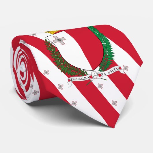 Maltese Vlag & Wapen, Vlag van Malta Stropdas (Opgerold)