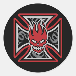 Maltese vlammende schedel Stickers