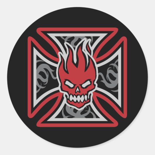 Maltese vlammende schedel Stickers (Voorkant)