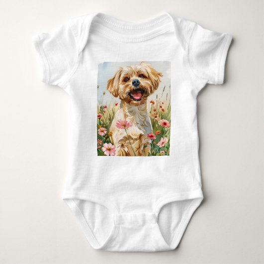 Maltese Watercolor Baby Bodysuit (Voorkant)