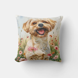 Maltese Watercolor Throw Pillow Kussen