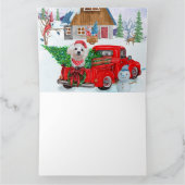 Maltezer hond in Kerstbezorgingswagen Sneeuw Kaart (Binnen)